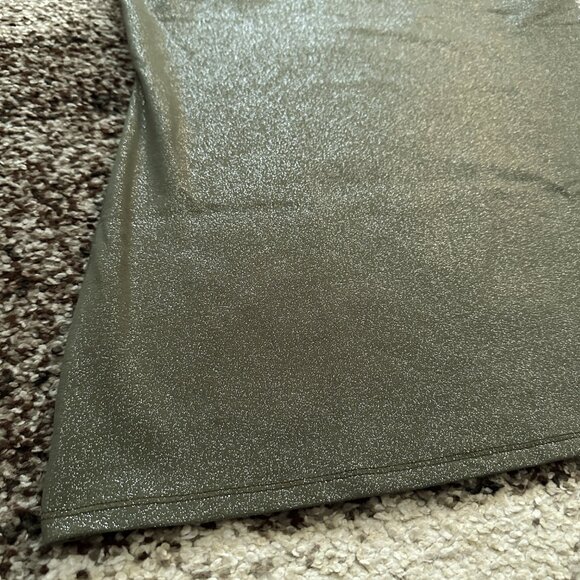 EXPRESS (M) Olive Green Shine Best Loved Bra Cami Fitted Tank Glitter Silver - Picture 3 of 12